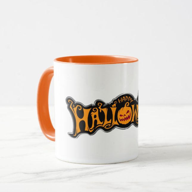 Taza Calabaza teñida de rubí feliz de Halloween con mar (Anverso izquierdo)