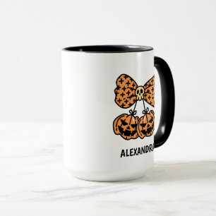 Taza Calabaza y lazo  Halloween Nombre Personalizado 