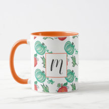 Calabazas Acuarela Patrón Verde Naranja Jardinería