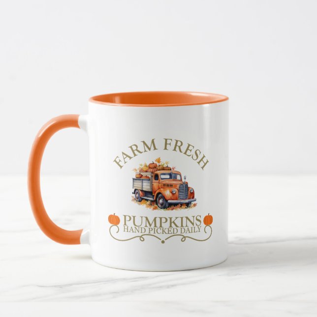 Taza Calabazas acuáticas frescas de granja hojas otoño  (Izquierda)