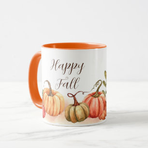 Taza Calabazas de acuarela de otoño con texto personali