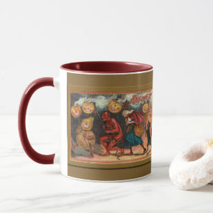 Taza Calabazas de Halloween antiguas Diablos y Brujas