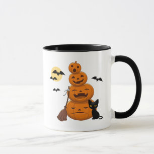 Taza Calabazas de Halloween y gato negro