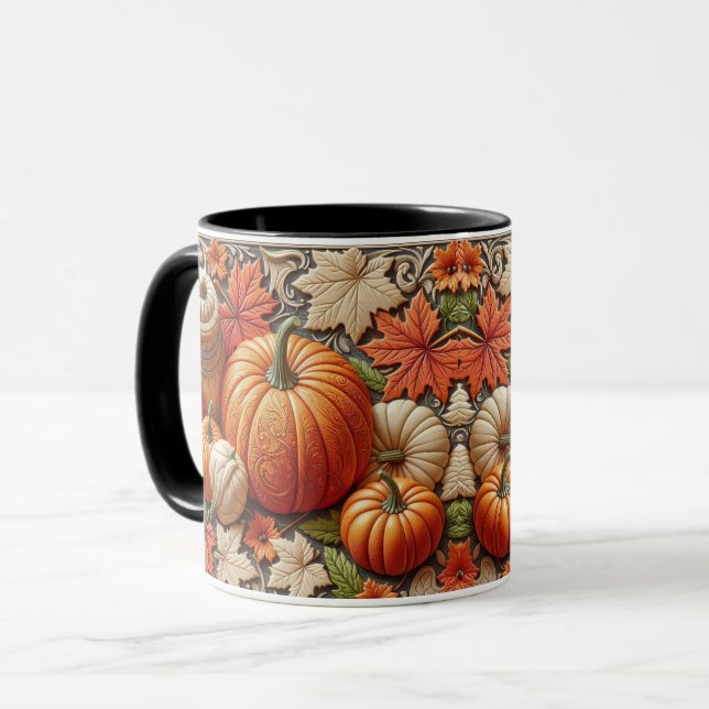 Taza Calabazas de la temporada de otoño Café cerámico (Anverso izquierdo)
