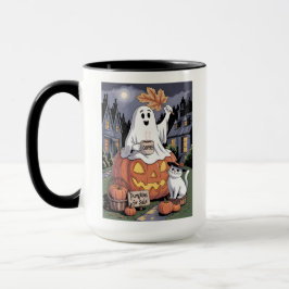 Taza Calabazas De Venta Y Cafeína Fantasma Con Gato V3