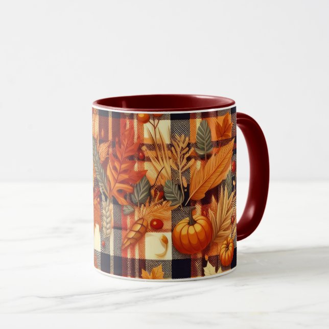 Taza Calabazas hojas de arce de arce de otoño águilas d (Anverso derecho)