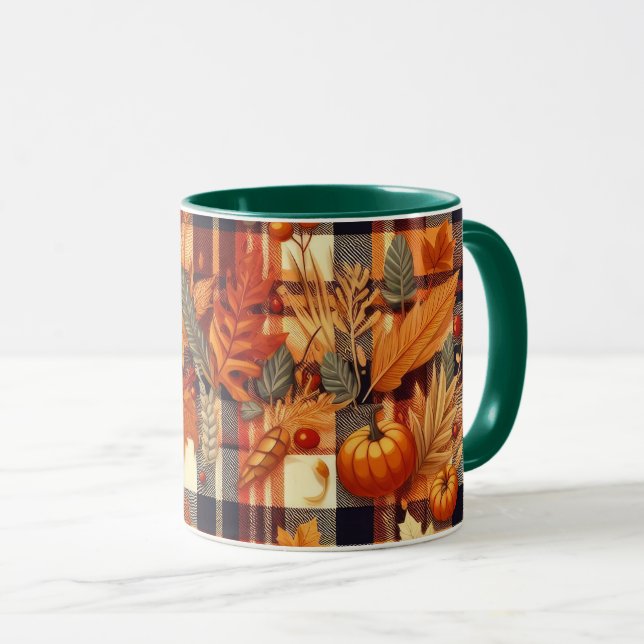 Taza Calabazas hojas de arce de arce de otoño águilas d (Anverso derecho)