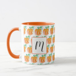Taza Calabazas Naranjas de Otoño con Acuarela Nombre In