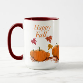 Taza Calabazas y hojas de otoño felices