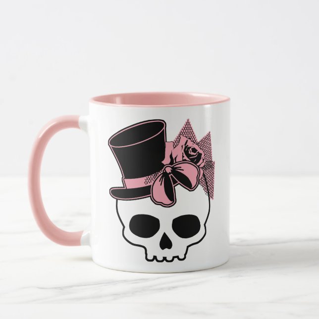 Taza Calavera Cubierta Con Rosa De Sombrero Superior Do (Izquierda)