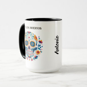 Taza Calavera de azúcar colorida Dia de los Muertos