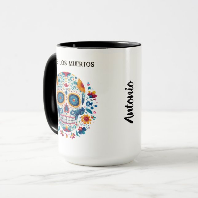 Taza Calavera de azúcar colorida Dia de los Muertos (Anverso izquierdo)