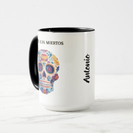 Taza Calavera de azúcar colorida Dia de los Muertos