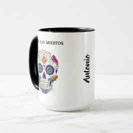 Taza Calavera de azúcar colorida Dia de los Muertos