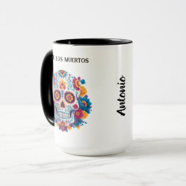 Taza Calavera de azúcar colorida Dia de los Muertos