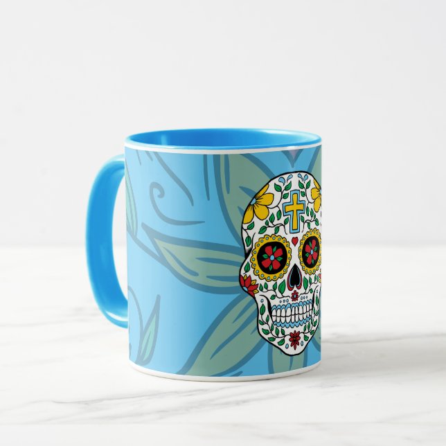 Taza Calavera De Azúcar Con Muñeca Cruzada (Anverso izquierdo)
