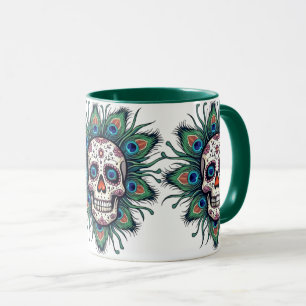 Taza Calavera de azúcar de pavo real