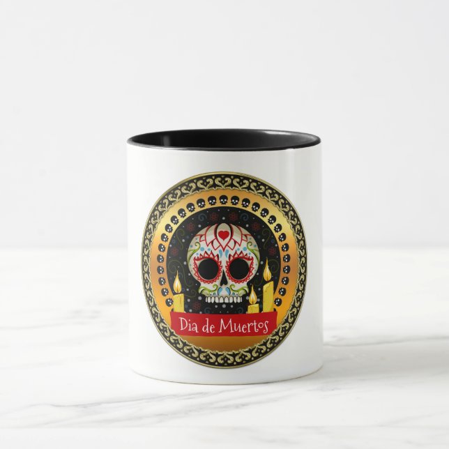 Taza Calavera de azúcar derramando sangre intimidante y (Centro)
