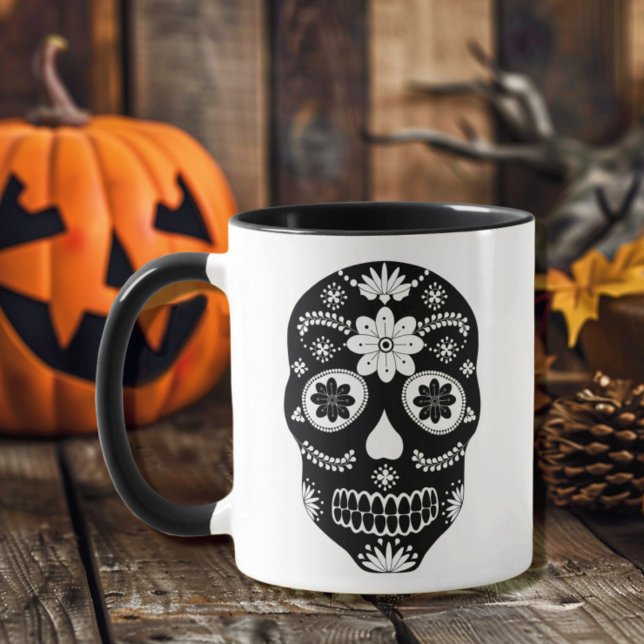 Taza Calavera De Azúcar En México 2 Mugre Negra Y Blanc (Subido por el creador)