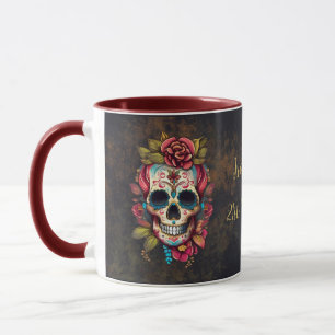 Taza Calavera de azúcar floral dulce 16 cumpleaños