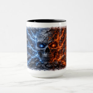 Taza Calavera de Fuego vs Hielo – Grieta Azul Eléctrico