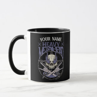 Taza Calavera de metal pesado en llamas azules