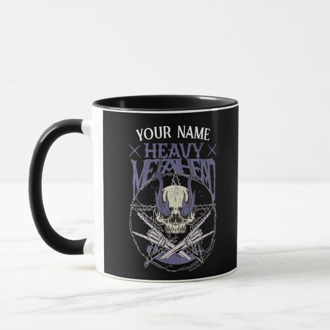 Taza Calavera de metal pesado en llamas azules (Izquierda)