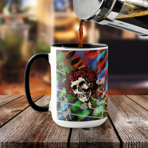Taza Calavera de Tie Dye con Rosas