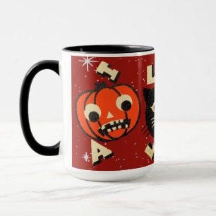 Taza Calavera del gato de calabaza de Halloween
