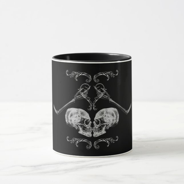 Taza "Calavera enamorada" Esqueletos de época negros (Centro)