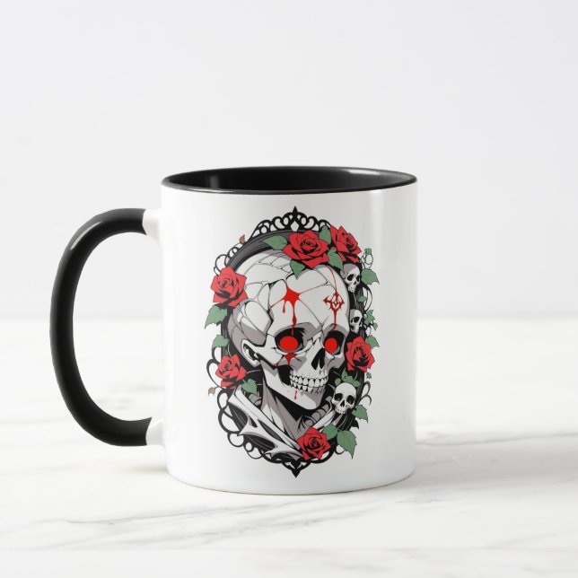 Taza Calavera gótica con Rosas (Izquierda)