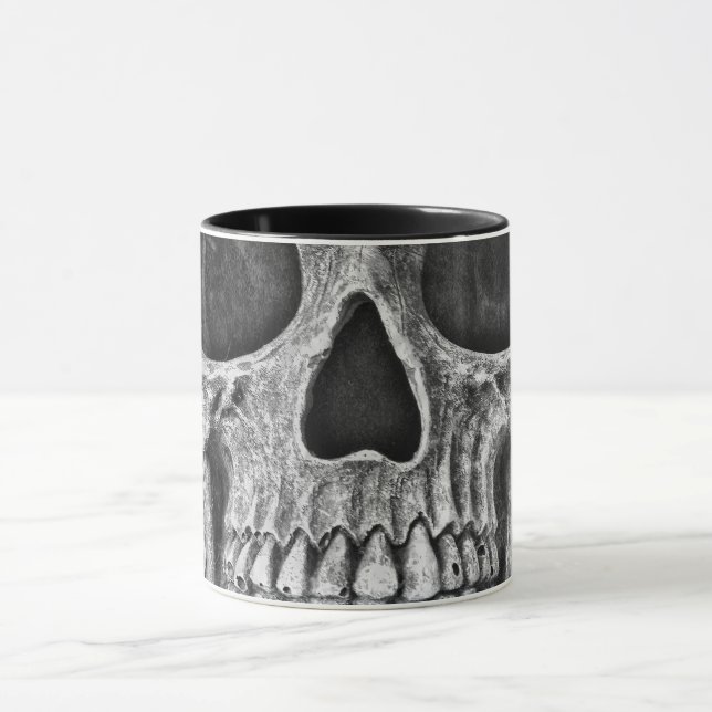 Taza Calavera Gótica Enfrenta Guay Negro Y Blanco (Centro)