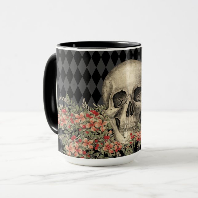 Taza Calavera gótica y flores (Anverso izquierdo)