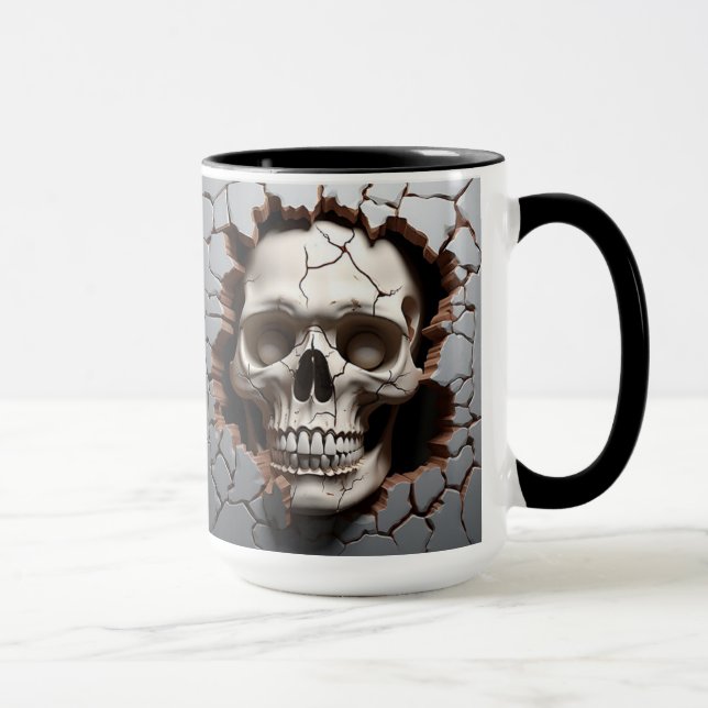 Taza Calavera humana en una pared rota (Derecha)