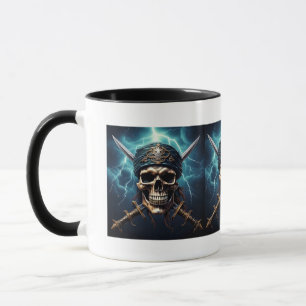 Taza Calavera pirata con espadas