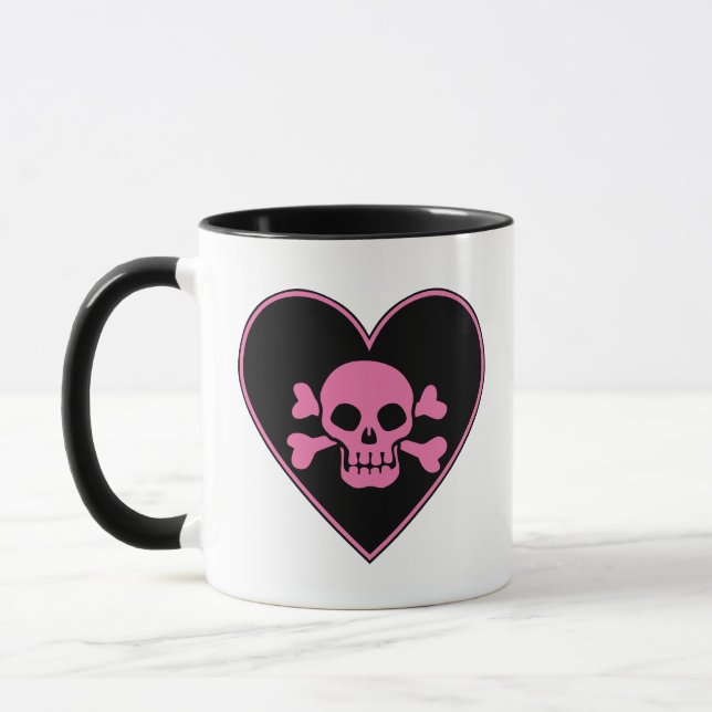 Taza Calavera rosa en corazón (Izquierda)