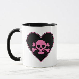 Taza Calavera rosa en el corazón