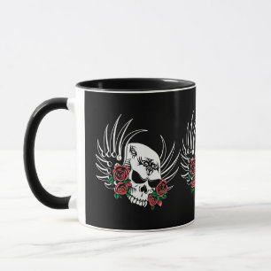 Taza Calavera tribal y Rosas