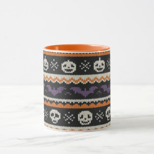 Taza Calavera y murciélagos de Halloween, de estilo lis