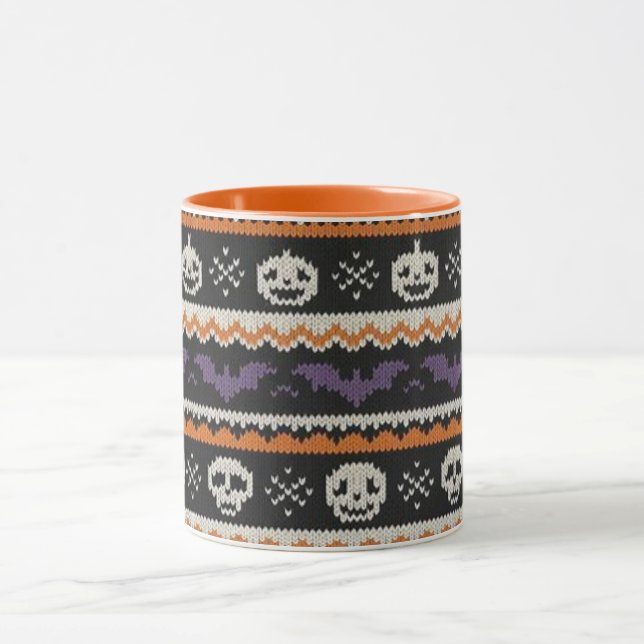 Taza Calavera y murciélagos de Halloween, de estilo lis (Centro)