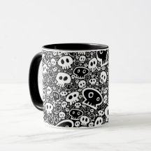 Calaveras Blancas sobre Negro