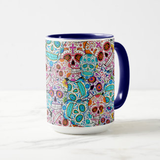 Taza Calaveras con flores