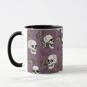 Taza Calaveras violetas y Rosas