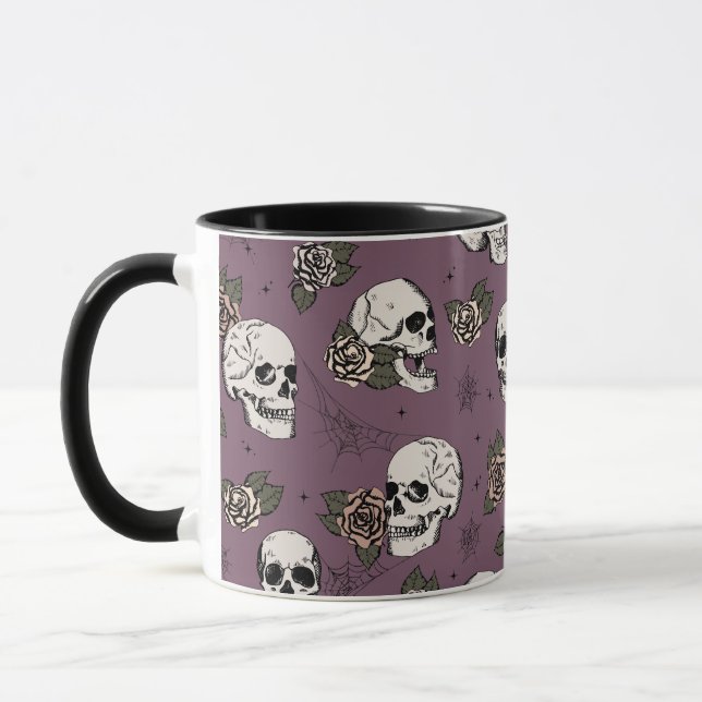 Taza Calaveras violetas y Rosas (Izquierda)