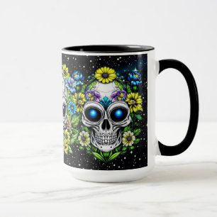 Taza Calaveras y flores extraterrestre para extranjeros