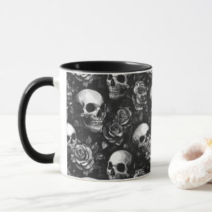 Taza Calaveras y Rosas negros