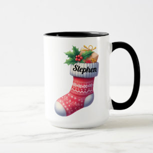 Taza Calcetín navideño nórdico rojo