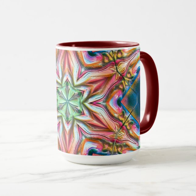 Taza Caleidoscopio estelar en textura áspera, salmón qu (Anverso derecho)