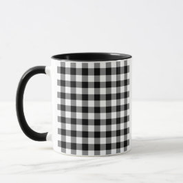 Taza Calendario 2025 Modelo de plaid de Gingham en blan