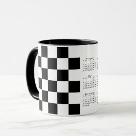 Taza Calendario de audaz Patrón blanco controlado 2025